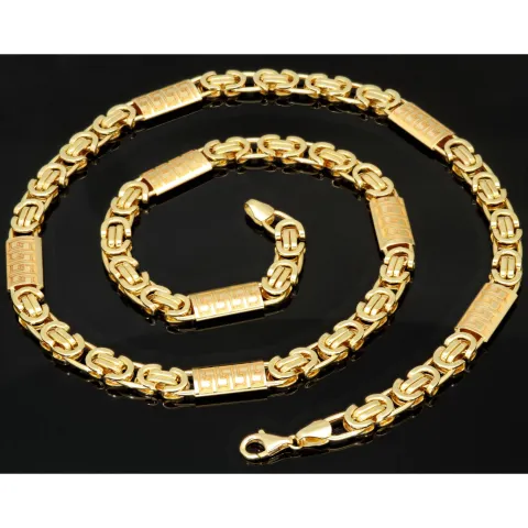 Flache Königskette mit trendigen Elementen im Greco-Design aus hochwertigem 585er Gold (14 K) (ca. 23,3 g, 59cm, 8mm)
