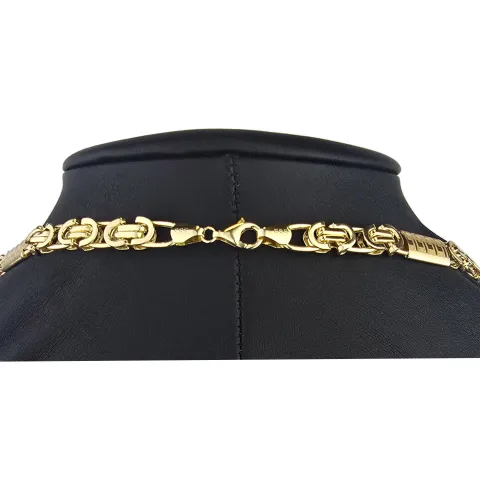 Flache Königskette mit trendigen Elementen im Greco-Design aus hochwertigem 585er Gold (14 K) (ca. 23,3 g, 59cm, 8mm)