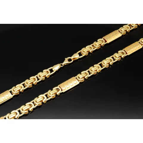 Flache Königskette mit trendigen Elementen im Greco-Design aus hochwertigem 585er Gold (14 K) (ca. 23,3 g, 59cm, 8mm)
