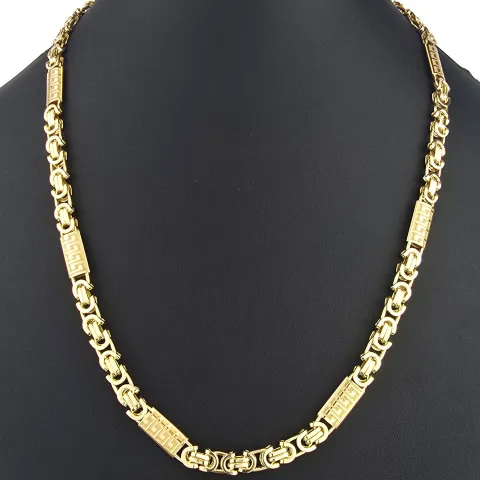 Flache Königskette mit trendigen Elementen im Greco-Design aus hochwertigem 585er Gold (14 K) (ca. 23,3 g, 59cm, 8mm)