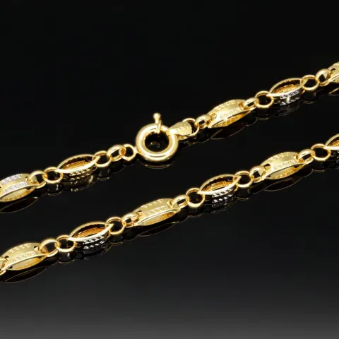 Exklusive Halskette aus 14K/585 Bicolor Gold in filigranem Greco-Design ca. 65cm, 4mm