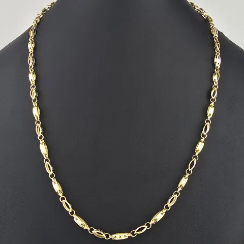 Exklusive Halskette aus 14K/585 Bicolor Gold in filigranem Greco-Design ca. 65cm, 4mm