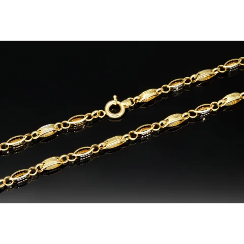 Exklusive Halskette aus 14K/585 Bicolor Gold in filigranem Greco-Design ca. 65cm, 4mm