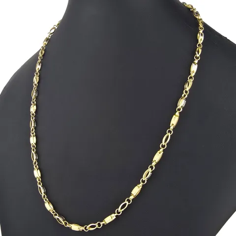 Exklusive Halskette aus 14K/585 Bicolor Gold in filigranem Greco-Design ca. 65cm, 4mm