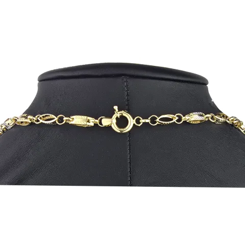 Exklusive Halskette aus 14K/585 Bicolor Gold in filigranem Greco-Design ca. 65cm, 4mm