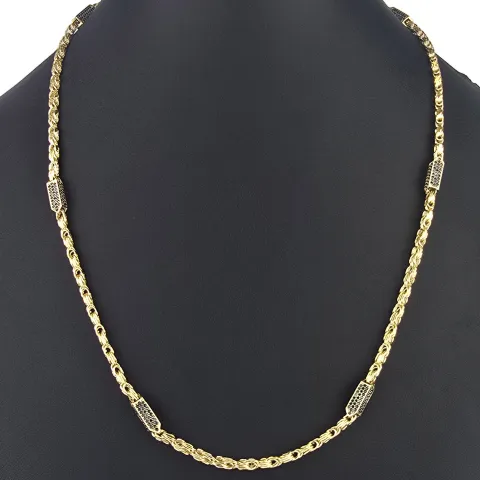 Außergewöhnliche Königskette aus 585er Gelbgold 14K mit schwarzem Zirkoniabesatz – 60cm Länge , 4,5mm Breite