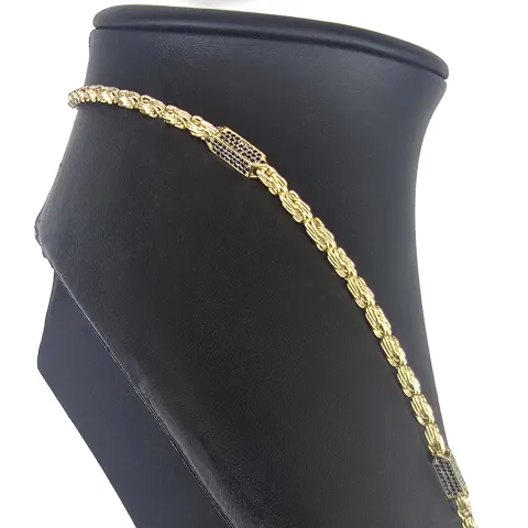 Außergewöhnliche Königskette aus 585er Gelbgold 14K mit schwarzem Zirkoniabesatz – 60cm Länge , 4,5mm Breite