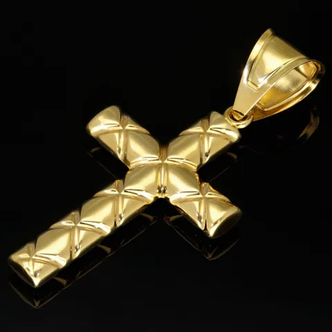 Edles Kreuz mit charaktervollem, modernen Dekor aus Gold 14k (585er) Gelbgold