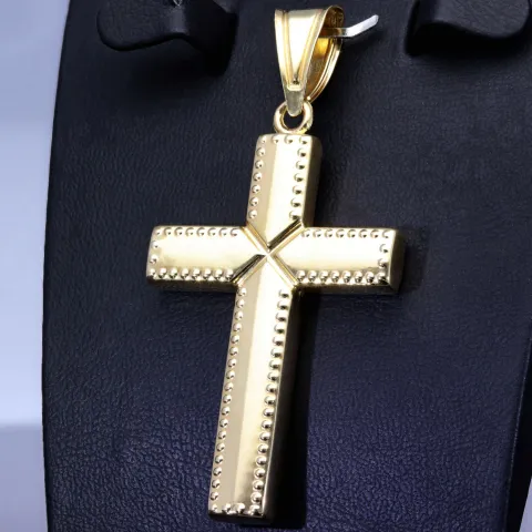 Hochglanzpolierter Anhänger aus 14K 585 Gold (Gelbgold) - Kreuzanhänger aus mit feinem Design