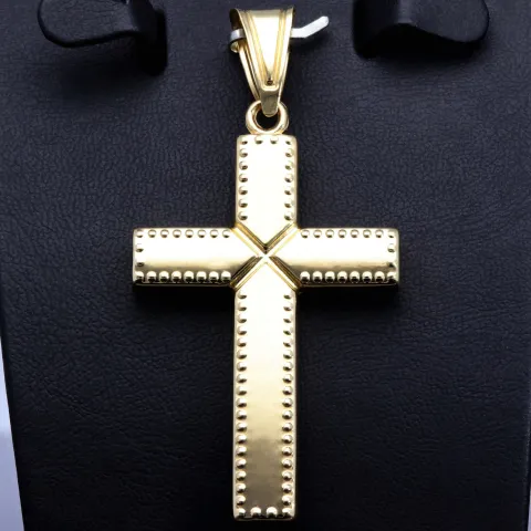 Hochglanzpolierter Anhänger aus 14K 585 Gold (Gelbgold) - Kreuzanhänger aus mit feinem Design