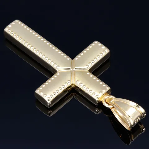 Hochglanzpolierter Anhänger aus 14K 585 Gold (Gelbgold) - Kreuzanhänger aus mit feinem Design