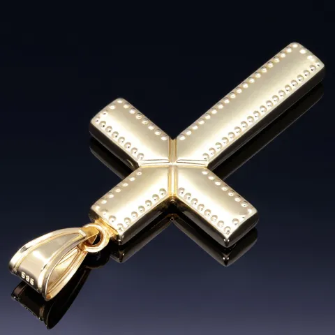Hochglanzpolierter Anhänger aus 14K 585 Gold (Gelbgold) - Kreuzanhänger aus mit feinem Design