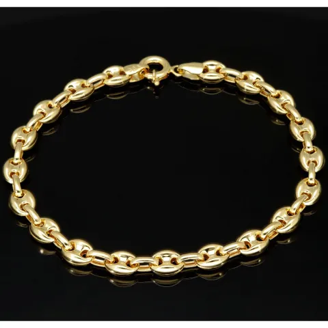 Exquisites Bohnenarmband / Gold-Armband aus funkelndem, poliertem 585er Gold (14k Gelbgold), ca. 21,5 cm lang, ca. 6 mm