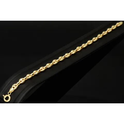 Exquisites Bohnenarmband / Gold-Armband aus funkelndem, poliertem 585er Gold (14k Gelbgold), ca. 21,5 cm lang, ca. 6 mm