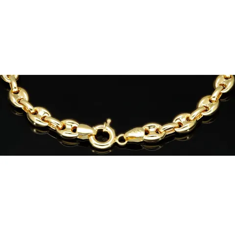 Exquisites Bohnenarmband / Gold-Armband aus funkelndem, poliertem 585er Gold (14k Gelbgold), ca. 21,5 cm lang, ca. 6 mm