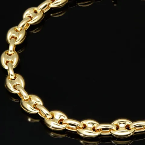 Exquisites Bohnenarmband / Gold-Armband aus funkelndem, poliertem 585er Gold (14k Gelbgold), ca. 21,5 cm lang, ca. 6 mm