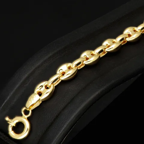 Exquisites Bohnenarmband / Gold-Armband aus funkelndem, poliertem 585er Gold (14k Gelbgold), ca. 21,5 cm lang, ca. 6 mm