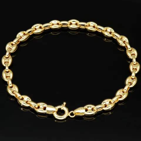 Exquisites Bohnenarmband / Gold-Armband aus funkelndem, poliertem 585er Gold (14k Gelbgold), ca. 21,5 cm lang, ca. 6 mm