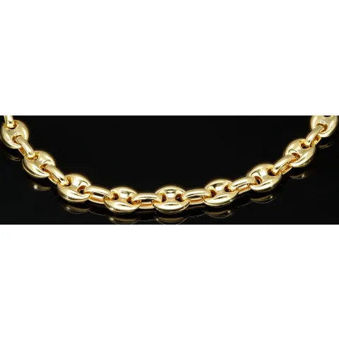 Exquisites Bohnenarmband / Gold-Armband aus funkelndem, poliertem 585er Gold (14k Gelbgold), ca. 21,5 cm lang, ca. 6 mm