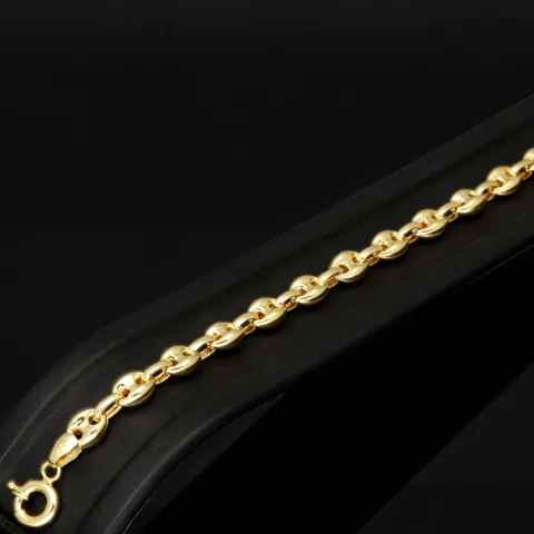 Exquisites Bohnenarmband / Gold-Armband aus funkelndem, poliertem 585er Gold (14k Gelbgold), ca. 21,5 cm lang, ca. 6 mm