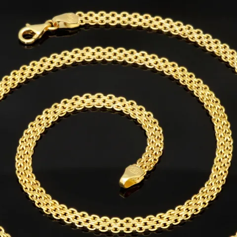 Hochwertig gearbeitete Goldkette, fein gegliedert, aus funkelndem Gelbgold (585/14k Gold) in ca. 48 cm Länge - 4 mm Breite