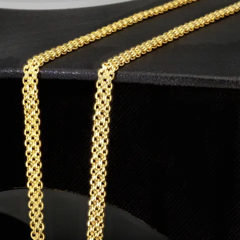 Hochwertig gearbeitete Goldkette, fein gegliedert, aus funkelndem Gelbgold (585/14k Gold) in ca. 48 cm Länge - 4 mm Breite