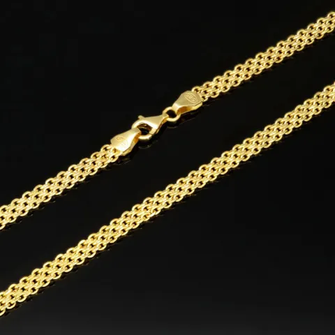 Hochwertig gearbeitete Goldkette, fein gegliedert, aus funkelndem Gelbgold (585/14k Gold) in ca. 48 cm Länge - 4 mm Breite