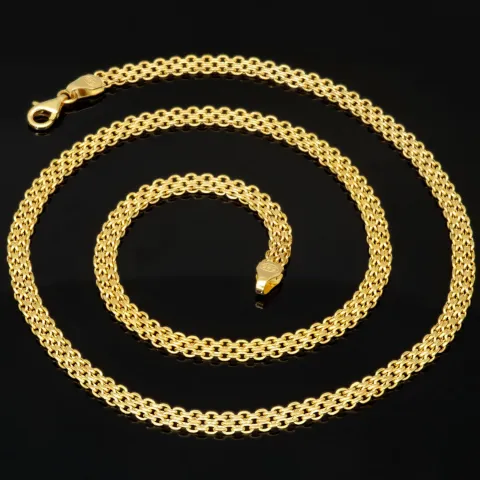 Hochwertig gearbeitete Goldkette, fein gegliedert, aus funkelndem Gelbgold (585/14k Gold) in ca. 48 cm Länge - 4 mm Breite