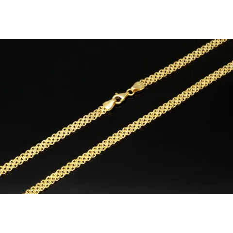 Hochwertig gearbeitete Goldkette, fein gegliedert, aus funkelndem Gelbgold (585/14k Gold) in ca. 48 cm Länge - 4 mm Breite