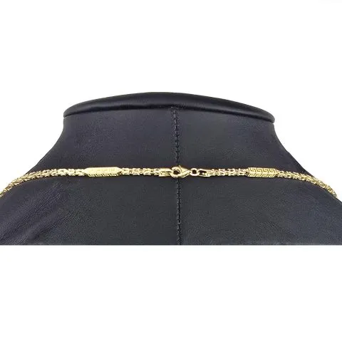 Außergewöhnliche Königskette mit dekorativen Elementen mit feinem Greco-Dekor verziert aus hochwertigem 585er Gold (14 K) (ca. 8,8 g, 60cm, 2,5mm)