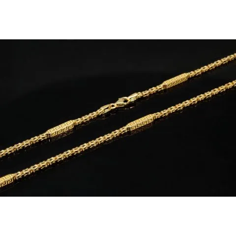 Außergewöhnliche Königskette mit dekorativen Elementen mit feinem Greco-Dekor verziert aus hochwertigem 585er Gold (14 K) (ca. 8,8 g, 60cm, 2,5mm)