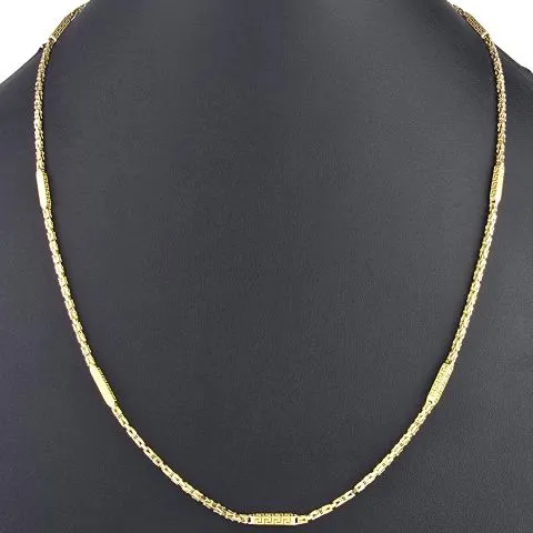 Außergewöhnliche Königskette mit dekorativen Elementen mit feinem Greco-Dekor verziert aus hochwertigem 585er Gold (14 K) (ca. 8,8 g, 60cm, 2,5mm)