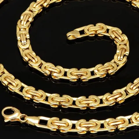 Funkelnde, flache Königskette aus hochwertigem 14K 585 Gold (ca. 17,5g, 60 cm, 5,5mm)