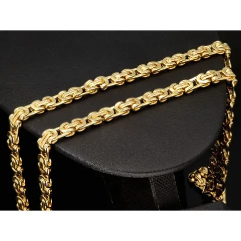 Funkelnde, flache Königskette aus hochwertigem 14K 585 Gold (ca. 17,5g, 60 cm, 5,5mm)