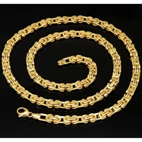Funkelnde, flache Königskette aus hochwertigem 14K 585 Gold (ca. 17,5g, 60 cm, 5,5mm)