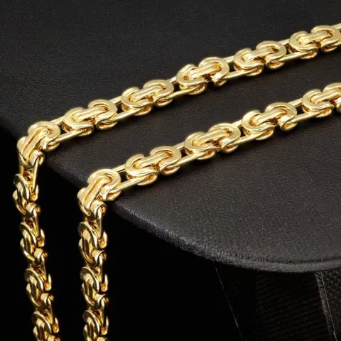 Funkelnde, flache Königskette aus hochwertigem 14K 585 Gold (ca. 17,5g, 60 cm, 5,5mm)