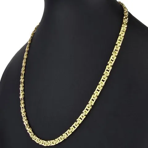 Funkelnde, flache Königskette aus hochwertigem 14K 585 Gold (ca. 17,5g, 60 cm, 5,5mm)