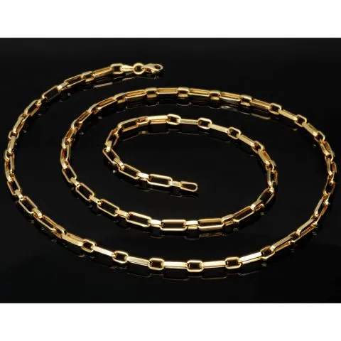 Hochglanzpolierte Ankerkette aus edlem, funkelnden 585 / 14K Gold, ca. 63 cm Länge 3,5 mm