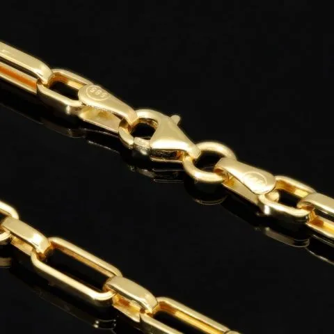 Hochglanzpolierte Ankerkette aus edlem, funkelnden 585 / 14K Gold, ca. 63 cm Länge 3,5 mm