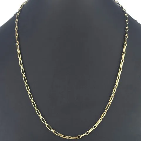 Hochglanzpolierte Ankerkette aus edlem, funkelnden 585 / 14K Gold, ca. 63 cm Länge 3,5 mm
