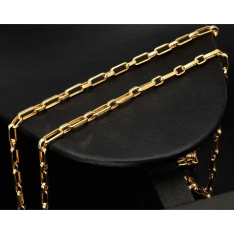 Hochglanzpolierte Ankerkette aus edlem, funkelnden 585 / 14K Gold, ca. 63 cm Länge 3,5 mm