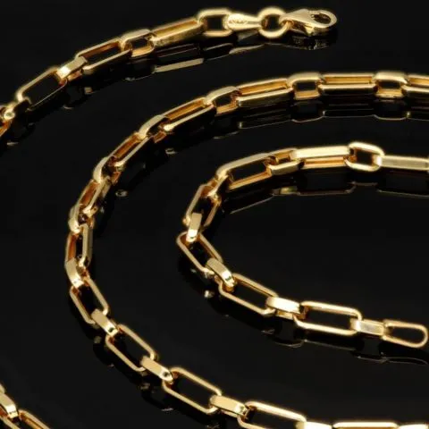 Hochglanzpolierte Ankerkette aus edlem, funkelnden 585 / 14K Gold, ca. 63 cm Länge 3,5 mm