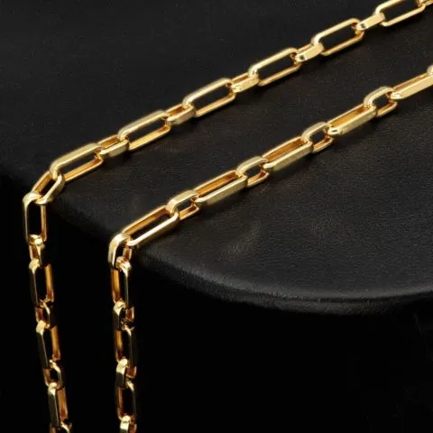 Hochglanzpolierte Ankerkette aus edlem, funkelnden 585 / 14K Gold, ca. 63 cm Länge 3,5 mm