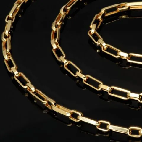 Hochglanzpolierte Ankerkette aus edlem, funkelnden 585 / 14K Gold, ca. 63 cm Länge 3,5 mm