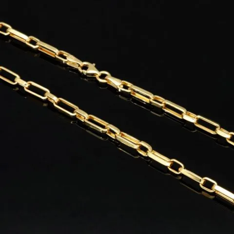 Hochglanzpolierte Ankerkette aus edlem, funkelnden 585 / 14K Gold, ca. 63 cm Länge 3,5 mm