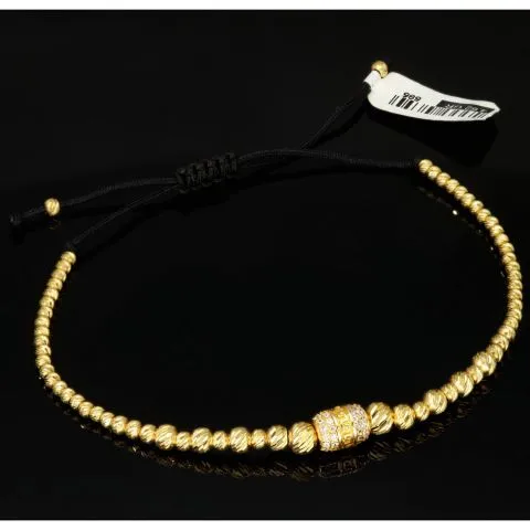 Exquisites Zug-Armband in edlem Design mit vielen Goldperlen aus hochwertigem 585 14K verziert mit Zirkoniabesatz - längenverstellbar
