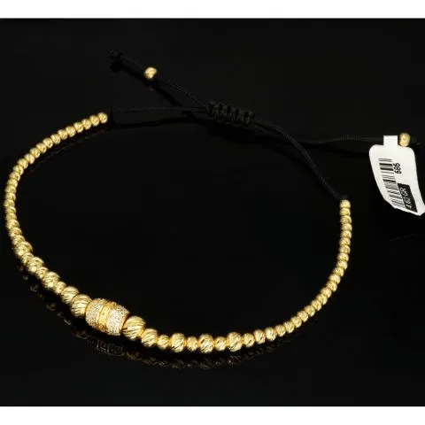 Exquisites Zug-Armband in edlem Design mit vielen Goldperlen aus hochwertigem 585 14K verziert mit Zirkoniabesatz - längenverstellbar