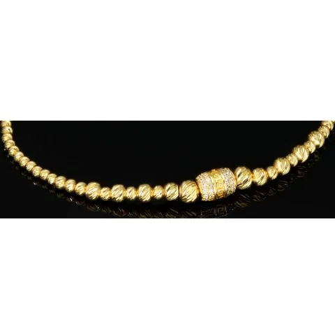 Exquisites Zug-Armband in edlem Design mit vielen Goldperlen aus hochwertigem 585 14K verziert mit Zirkoniabesatz - längenverstellbar