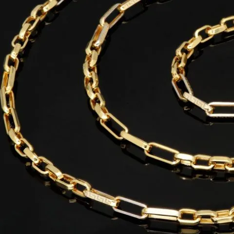 Exquisite Ankerkette aus edlem, hochglanzpoliertem 585 / 14K Gold, ca. 59 Länge ca. 3,5 mm