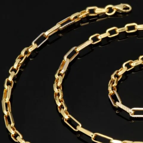 Exquisite Ankerkette aus edlem, hochglanzpoliertem 585 / 14K Gold, ca. 59 Länge ca. 3,5 mm